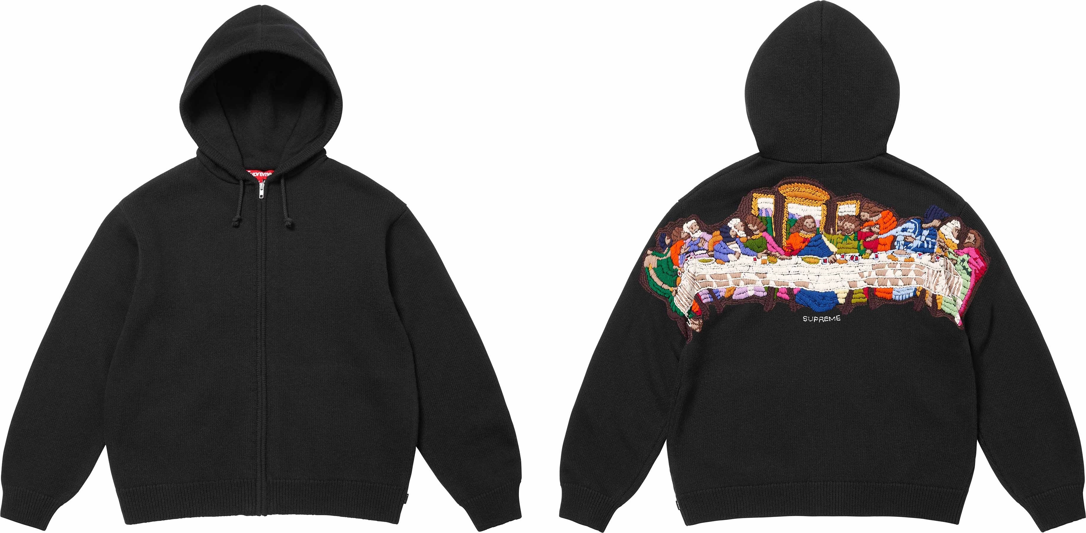 Last Supper Embroidered Zip Up Hooded Sweater view 2